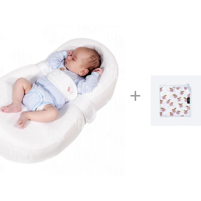 фото Матрас farla кокон-люлька для новорожденного baby shell и одеяло mjolk муслиновое утеплённое персики