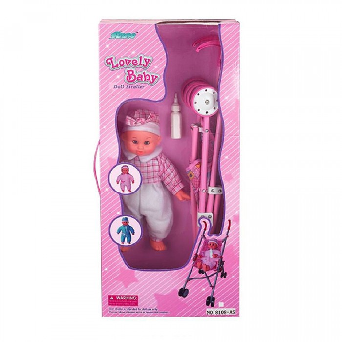 фото Fei Li Toys Кукольная коляска и кукла W.13 37.5x30x62 см