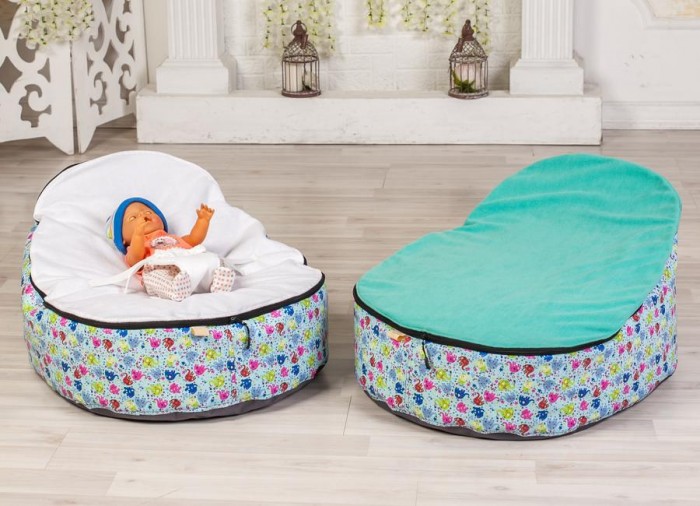

Feter Кокон-шезлонг 2 в 1 Baby Bean Bag Слоники голубые, Кокон-шезлонг 2 в 1 Baby Bean Bag Слоники голубые
