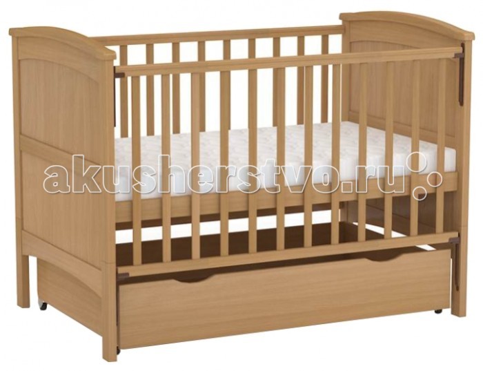 Детская кроватка Фея 811811 Детская кроватка Фея 811811Детская кроватка Фея 811 обладает возможностью трансформации! Подходит детям с рождения, до 3 лет кроватка используется с боковыми ограждениями, а после того, как ребенок подрос - снимаются ограждения и нижние части спинок. Особенности: Автостенка - механизм опускания одной рукой 2 положения ложа Ортопедическое основание Накладка ПВХ Выкатной ящик из ЛДСП в цвет кровати Материал: массив березы<br>