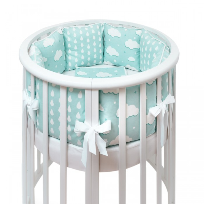 Бортик в кроватку Fluffymoon Fresh Breeze в круглую и овальную подушки