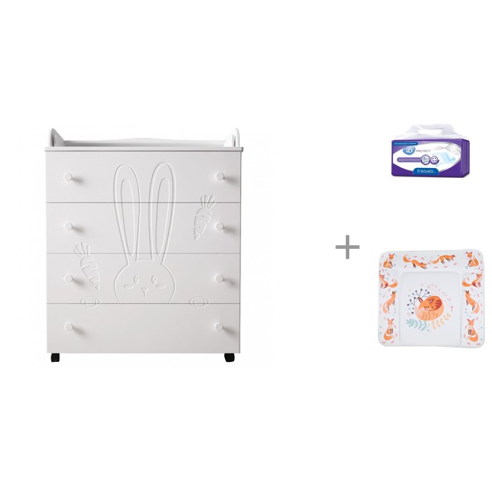 

Комод Forest Little Rabbit пеленальный с пеленками iD впитывающими 60x60 и накладкой Fox, Little Rabbit пеленальный с пеленками iD впитывающими 60x60 и накладкой Fox