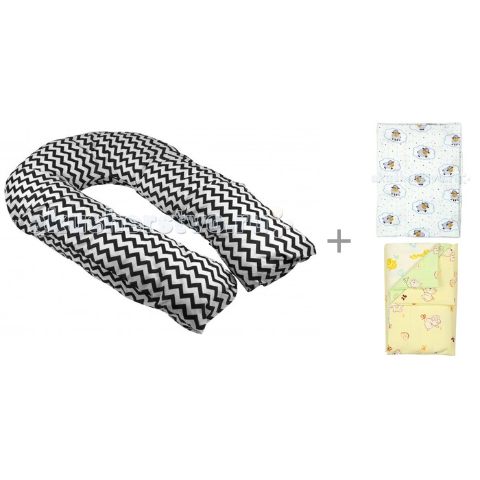 фото Forest подушка для беременных perla с наволочкой 340 см с пеленкой ситец и набором пеленок фланель