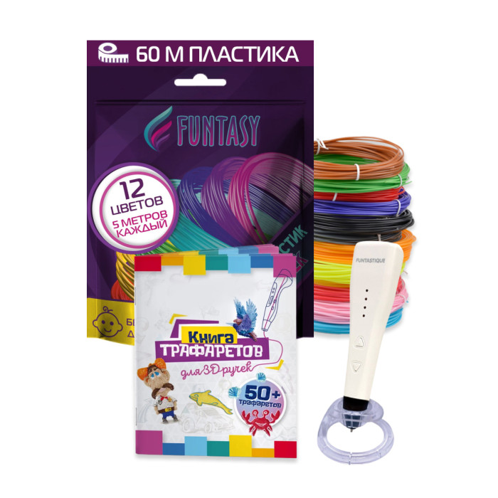 фото Funtasy набор 3d-ручка piccolo+abs-пластик 12 цветов + книжка с трафаретами