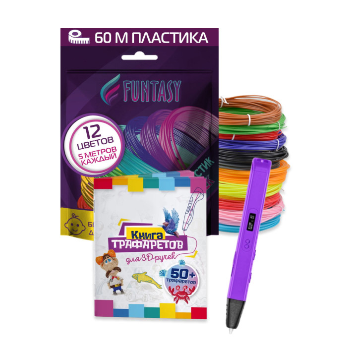 фото Funtasy набор 3d-ручка ryzen+abs-пластик 12 цветов + книжка с трафаретами