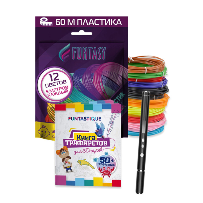 фото Funtasy набор 3d-ручка trinity+abs-пластик 12 цветов + книжка с трафаретами