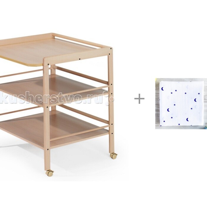 фото Пеленальный столик geuther clara и муслиновая пеленка mjolk basic ночное небо 80x80 см