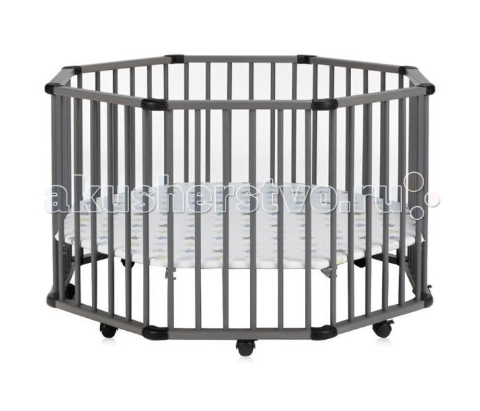 Манеж Geuther Octo-Park СерыйOcto-Park Серый Манеж Geuther Octo-Park СерыйOcto-Park СерыйМанеж Geuther Octo-Park Серый Манеж Geuther Octo-Park 2228SL Серый настоящий восьмиугольный рай для малыша! Посудите сами: он компактный — в комнате хватит места для всех, он просторный — малыш сможет в нем не только ползать, но и «пригласить» к себе большое количество игрушек. В манеже хватит места даже для первого радушно принятого маленького гостя — друга или подруги вашего малыша. Благодаря восьми удобным колесикам Octo-Parc очень мобилен и тем самым удобен и практически неприхотлив, ведь он легко «переберется» с места на место. Мягкая обивка пола и трехуровневое регулирование по высоте дополняет великолепный портрет данного манежа полезными штрихами. Особенности: большая площадь для игр регулируемое по высоте дно - 3 уровня дно покрыто высокопрочным непромокаемым материалом на мягкой основе уютное спальное место создается благодаря дополнительному бамперу из мягкой ткани, защищающему от сквозняка фиксируемые поворотные колеса со стояночным тормозом сделан из экологически чистой древесины быстро собирается и разбирается без применения инструментов в собранном виде компактен - легко хранить Вес: 24 кг Размеры: 113 х 113 см Высота:86 см<br>