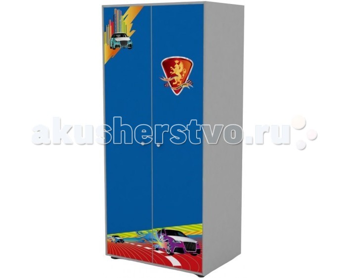 Шкаф Grifon Style Двустворчатый R800Двустворчатый R800 Шкаф Grifon Style Двустворчатый R800Двустворчатый R800Grifon Style Шкаф двустворчатый R800 – это оригинальный, выполненный в стиле Формулы 1, предмет мебели, предназначенный, как для маленьких любителей автомобилей и гонок, так и для детей постарше. Двустворчатый шкаф очень удобный и вместительный. Он изготовлен из экологически чистых материалов. Шкаф хорошо подойдет для удобного размещения как детской, так и для подростковой одежды. Двустворчатый шкаф идеально впишется в оформление комнаты в стиле одноименной коллекции. Основные характеристики: подходит детям от 3 до 15 лет шкаф двустворчатый эргономичные ручки удобные, вместительные полки наличие штанги для одежды устойчивые ножки для осуществления влажной уборки не обязательно передвигать шкаф благодаря достаточному пространству между дном шкафа и полом. Материалы и безопасность: изделие изготовлено из экологически чистых, гипоаллергенных, сертифицированных материалов основной материал кровати: ламинированный ДСП, для покрытия применена французская пленка соответствует европейским стандартам и полностью безопасен для детей. Общие размеры: внешние размеры шкафа (г х ш х в): 60 х 90 х 198 см вес: 90 кг<br>
