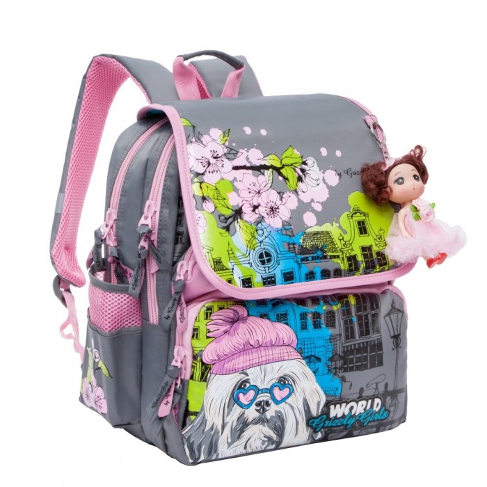 фото Grizzly рюкзак школьный с мешком для обуви ra-877-1