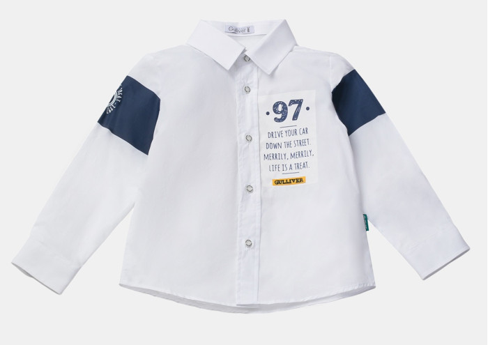 Gulliver Baby Рубашка с принтом для мальчика Кэб 12033BBC2301, размер 74