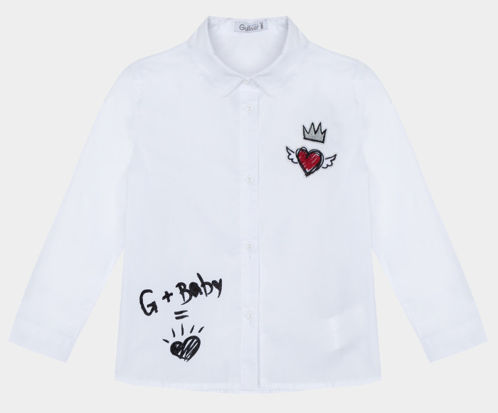 Gulliver Рубашка с контрастными деталями для девочки Ангел 22031GBC2201, размер 74