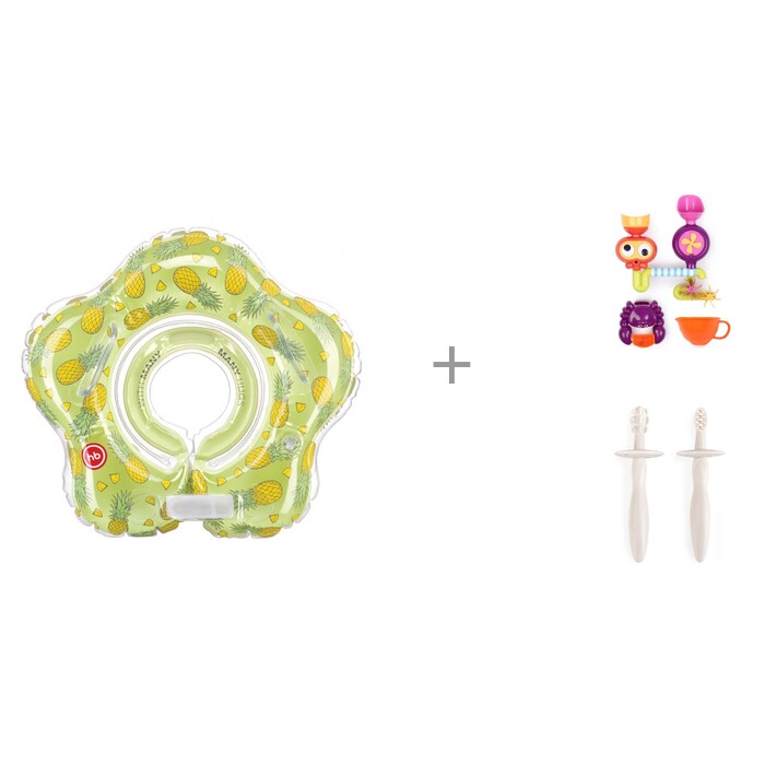Круг для купания Happy Baby Aquafun Pineapple с игрушками Eureka и зубными щетками Tooth Brushes