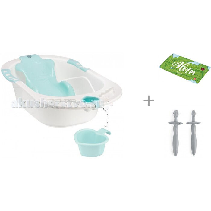 Happy Baby Ванночка Bath Comfort с ковриком Sea Life и зубными щетками Tooth Brushes - фото 1