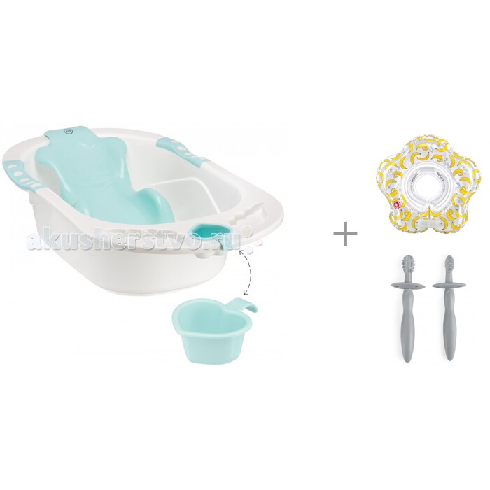 Happy Baby Ванночка Bath Comfort с кругом Swimmer Banana и зубными щетками Tooth Brushes