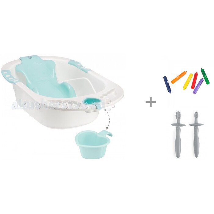 Happy Baby Ванночка Bath Comfort с мелками Bath Art и зубными щетками Tooth Brushes