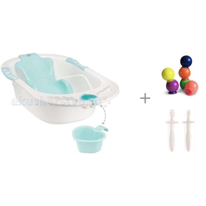 Happy Baby Ванночка Bath Comfort с игрушками IQ-Bubbles и зубными щетками Tooth Brushes