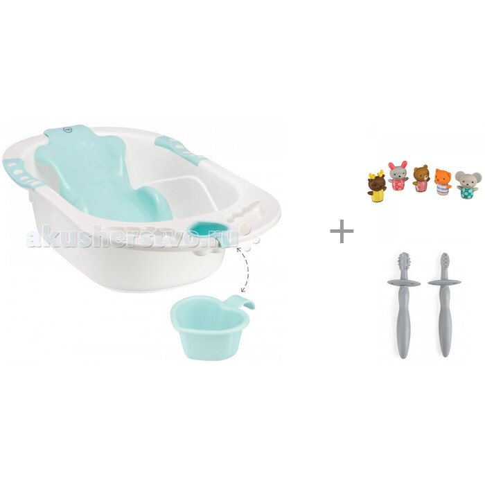 Happy Baby Ванночка Bath Comfort с набором игрушек Little Friends и зубных щеток Tooth Brushes