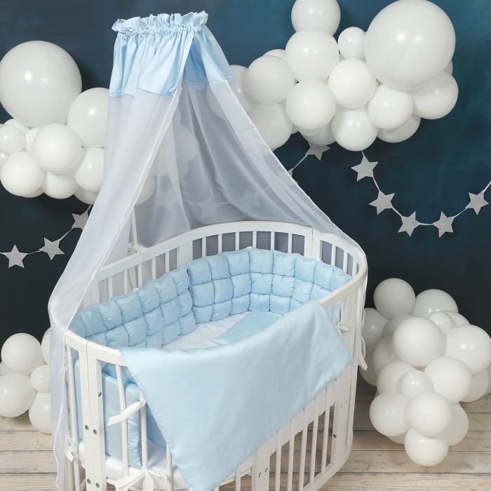 Комплект в кроватку Happy Family Studio Пуфборт Базовый для круглой кроватки (7 предметов)