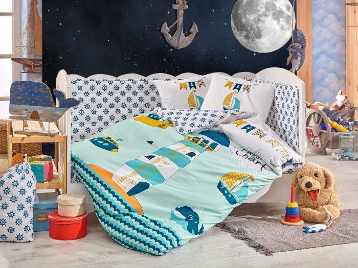 фото Комплект в кроватку Hobby Home Collection с одеялом Baby Sailor (10 предметов) 100х150 см