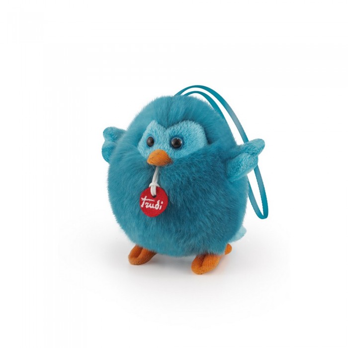 Мягкая игрушка Trudi Синяя птичка-пушистик на веревочке 10 см