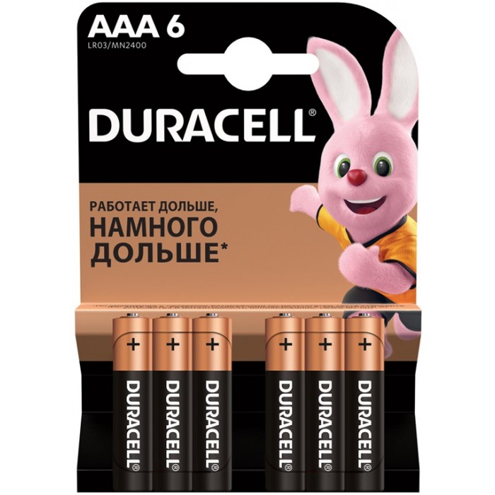 Duracell Батарейка алкалиновая Basic AAA (LR03) 6 шт.