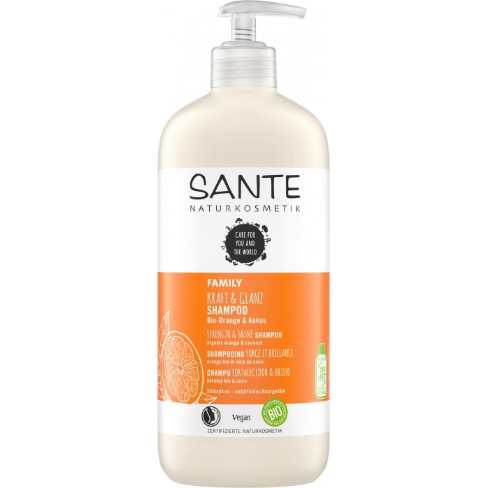 Sante Family Шампунь для укрепления и блеска волос с био-апельсином и кокосом 500 мл