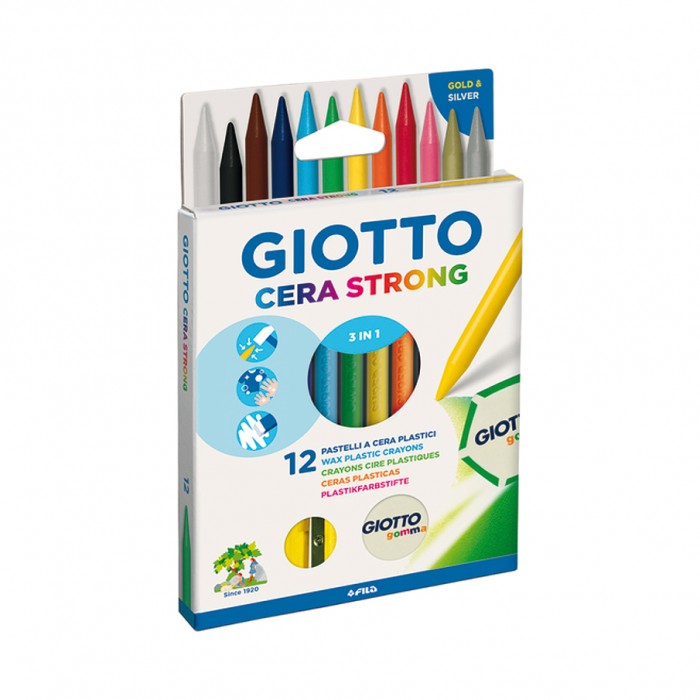 фото Giotto мелки cera strong восковые с добавленим пластика 12 цветов