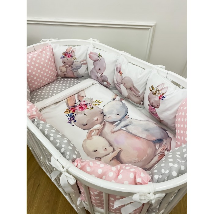 фото Комплект в кроватку happy family studio милые зайчата (6 предметов)