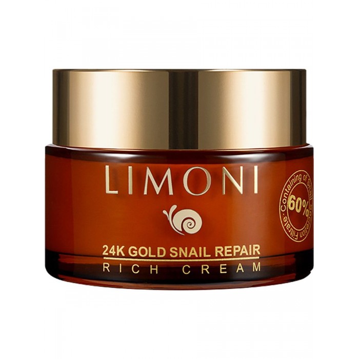 

Limoni Крем для лица с золотом и экстрактом слизи улитки 24K Gold Snail Repair Rich Cream 50 мл, Крем для лица с золотом и экстрактом слизи улитки 24K Gold Snail Repair Rich Cream 50 мл