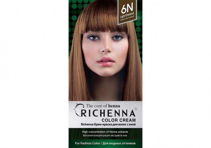 фото Richenna крем-краска для волос с хной № 6n light chestnut