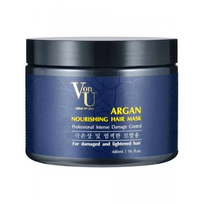 фото Von-u маска для волос питательная с аргановым маслом agran nourishing hair mask 480 мл