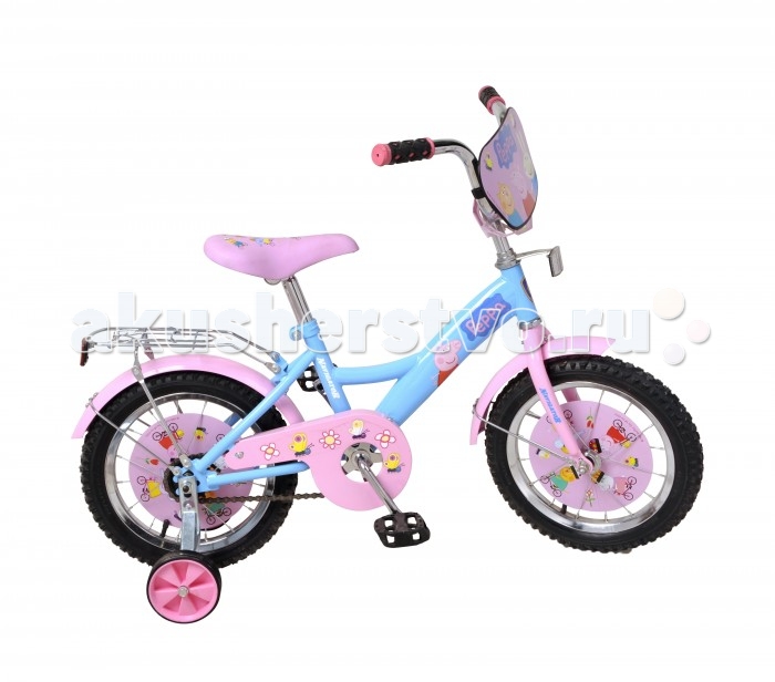 Велосипед двухколесный Navigator Peppa Pig 14 KitePeppa Pig 14 Kite Велосипед двухколесный Navigator Peppa Pig 14 KitePeppa Pig 14 KiteВелосипед Navigator Peppa Pig 14 Kite - это хорошо собранный и надёжный велосипед для ребёнка. Модель подойдет для ребенка ростом 100-120 см. Детский велосипед с ярким дизайном и популярной лицензией Peppa Pig. Велосипед оснащен багажной корзиной. Катание на велосипеде благоприятно влияет на здоровье, укрепляет мышцы, развивает зрение, учит ориентироваться в пространстве и принимать решения. Особенности: Тип: детский Материал рамы: сталь Амортизация: отсутствует Конструкция вилки: жесткая Конструкция рулевой колонки: неинтегрированная, резьбовая Диаметр колес: 14 дюймов Материал обода: алюминиевый сплав Двойной обод: нет Шатун: односоставной Возможность крепления боковых колес: есть Боковые колеса в комплекте: есть Тип переднего тормоза: отсутствует Тип заднего тормоза: ножной Уровень заднего тормоза: начальный Количество скоростей: 1 Уровень каретки: начальный Конструкция каретки: неинтегрированная Тип посадочной части вала каретки: квадрат Количество звезд в кассете: 1 Количество звезд системы: 1 Конструкция педалей: платформы Конструкция руля: изогнутый Настройка положения руля: регулируемый подъем Материал рамки седла: сталь Комфорт: защита цепи, щиток на руле<br>