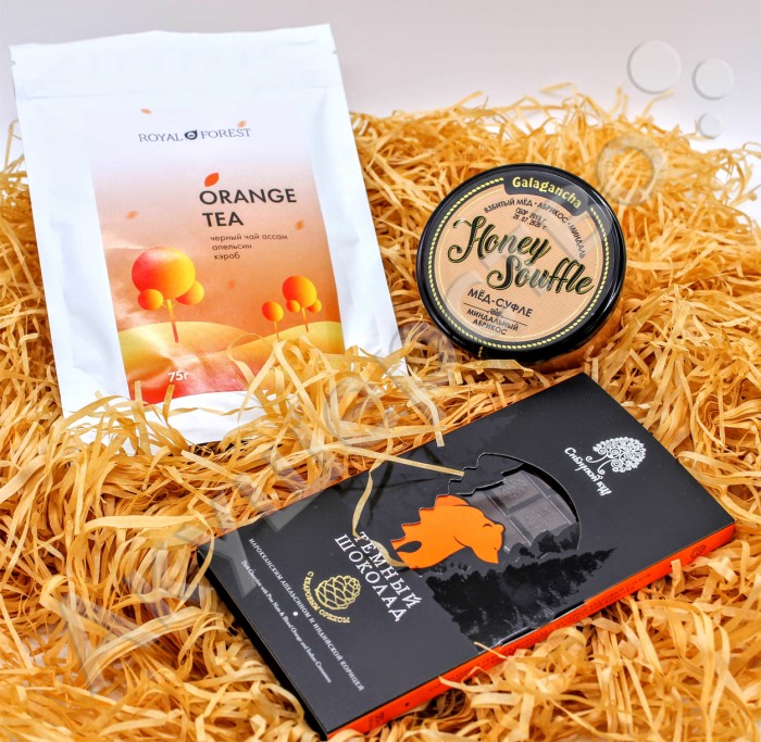 Шоколад НатурВектор Подарочный набор Оранжевое настроение: чай, мед, шоколад