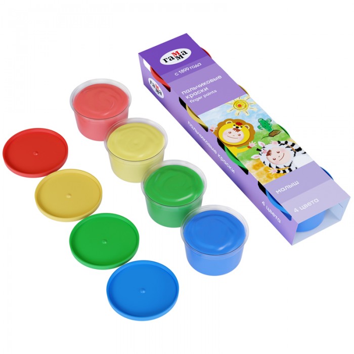 

Гамма Краски пальчиковые Малыш 4 цвета 90 мл, Краски пальчиковые Малыш 4 цвета 90 мл