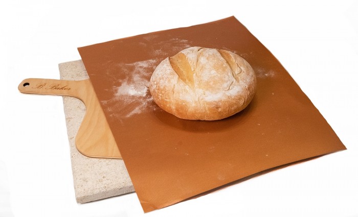 фото B.baker набор: вулканический пекарский камень 36x32 см, лопатка и антипригарный коврик