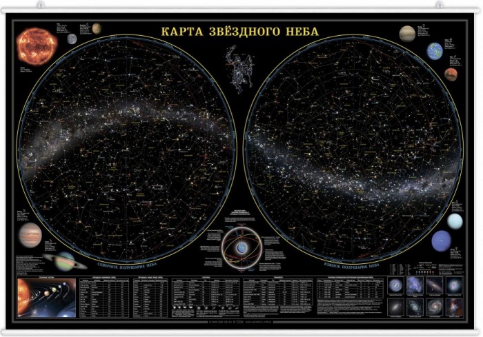 фото Геодом карта настенная на рейках звездное небо планеты 124х80 см