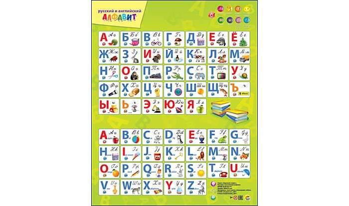 Рыжий кот Звуковой плакат Русский и английский алфавит