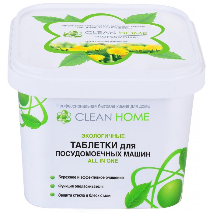 фото Clean home таблетки для посудомоечных машин all-in-one 30 шт.