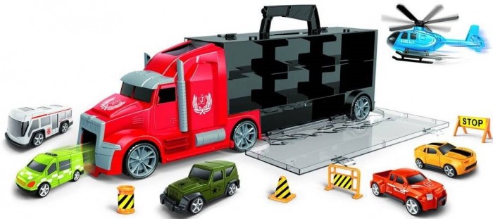 фото Jinjia toys автовоз инерционный с 5-ю машинками и вертолетом jb0401520