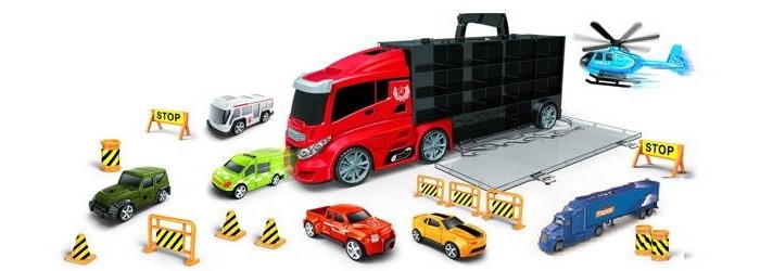 фото Jinjia toys автовоз инерционный с 6-ю машинками и вертолетом