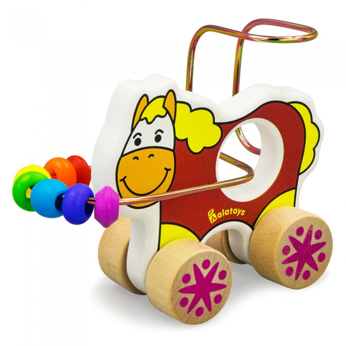 фото Деревянная игрушка alatoys лабиринт-каталка лошадка