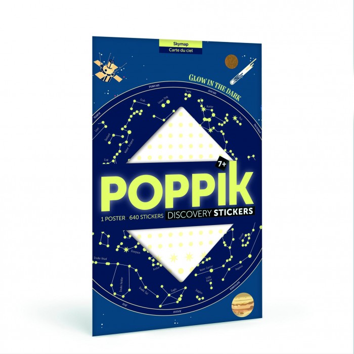 PoppiK Образовательный постер из наклеек Карта неба с созвездиями светится в темноте