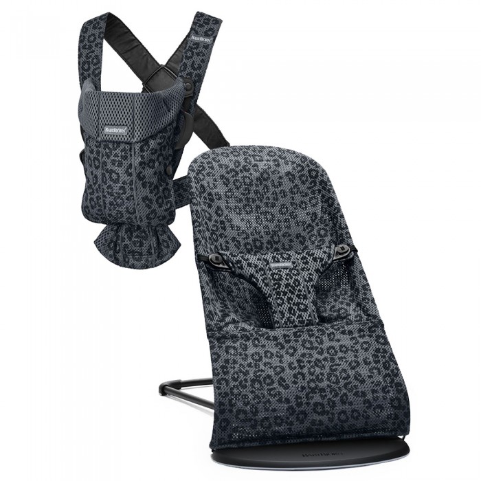 Купить Кресла-качалки, шезлонги, BabyBjorn Кресло-шезлонг Bliss Mesh Leopard с рюкзаком Mini Mesh Leopard