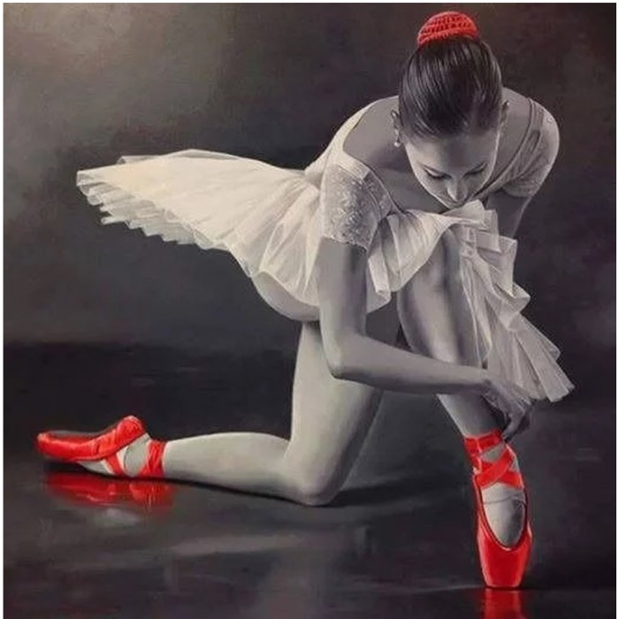 Котеин Картина по номерам Балерина в красных пуантах 30х30 см