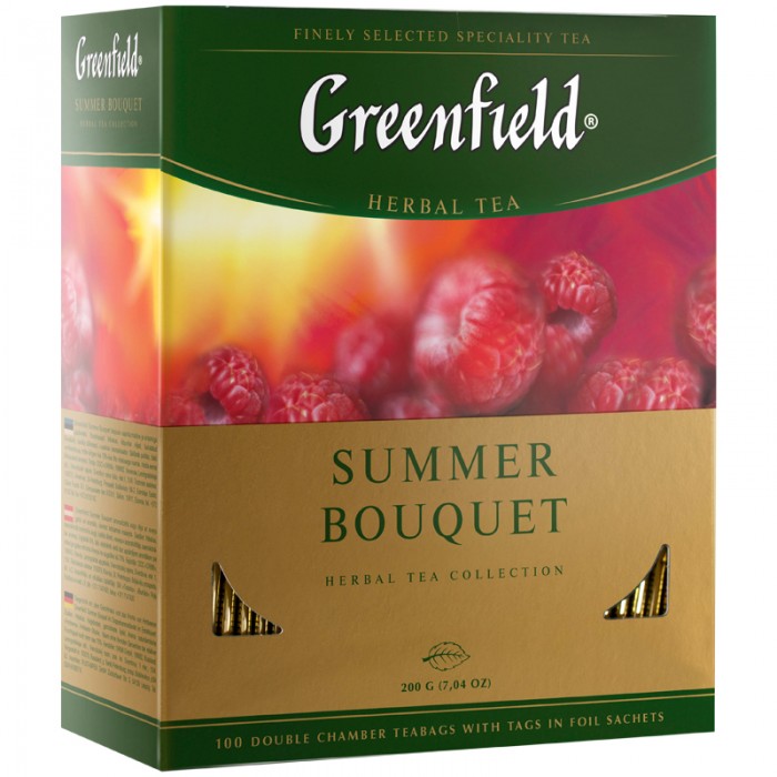 Greenfield Чай травяной Малина, шиповник, яблоко Summer Bouquet 100 пак.
