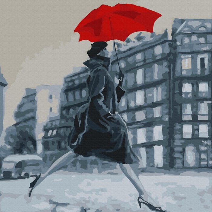 Картины по номерам Molly Картина по номерам Девушка с красным зонтом 30х30 см