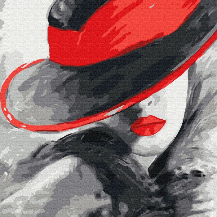 Картины по номерам Molly Картина по номерам Дама в красной шляпе 30х30 см
