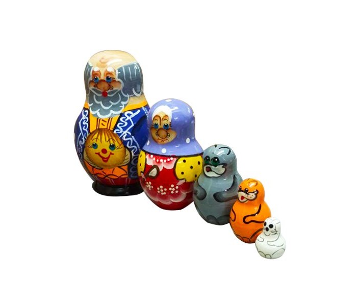 фото Деревянная игрушка rntoys матрешка круглая сказка колобок 5 в 1