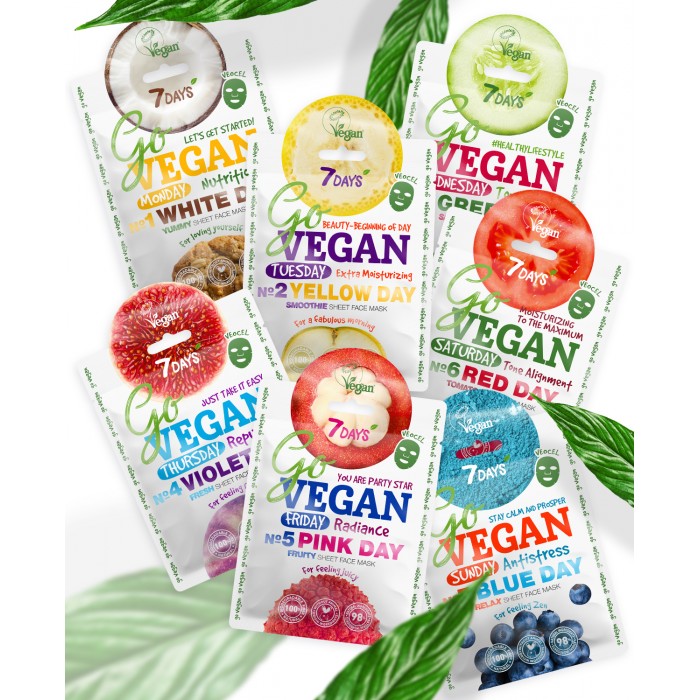 

7Days Подарочный набор тканевых масок Govegan Healthy Week Color Diet 7 масок, Подарочный набор тканевых масок Govegan Healthy Week Color Diet 7 масок